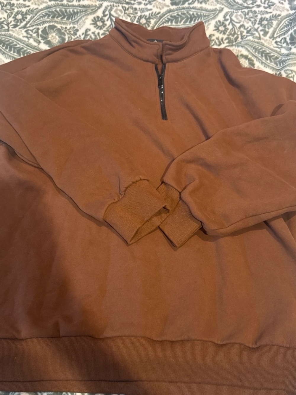 Men's Zip-Neck Pullover Sweater in Rust